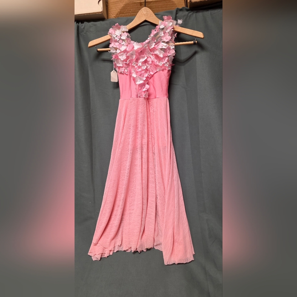 Beautiful Pink Floral Skating or Dance Dress, Girl's Size M